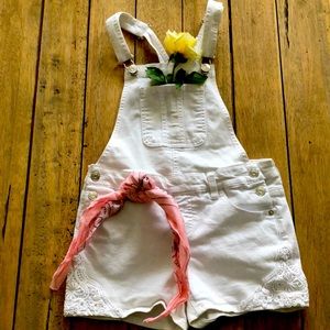 White overall shorts